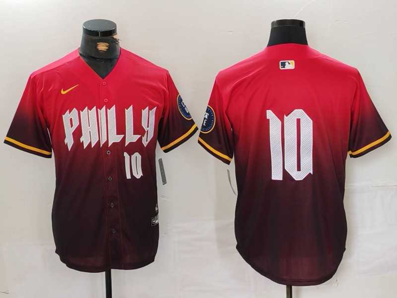 Mens Philadelphia Phillies #10 JT Realmuto Red 2024 City Connect Limited Stitched Jersey->philadelphia phillies->MLB Jersey